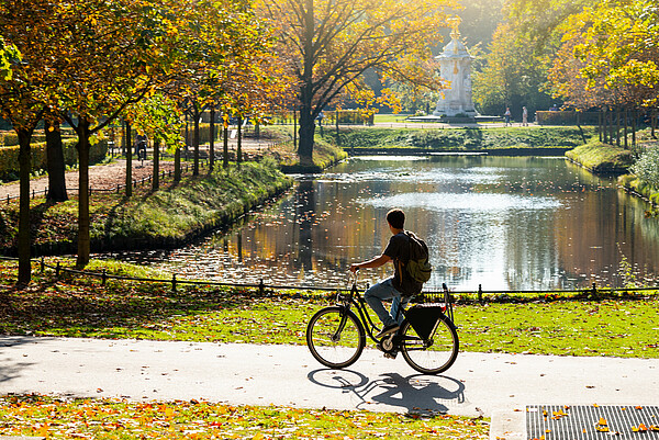 Riding a pushbike in a Berlin park