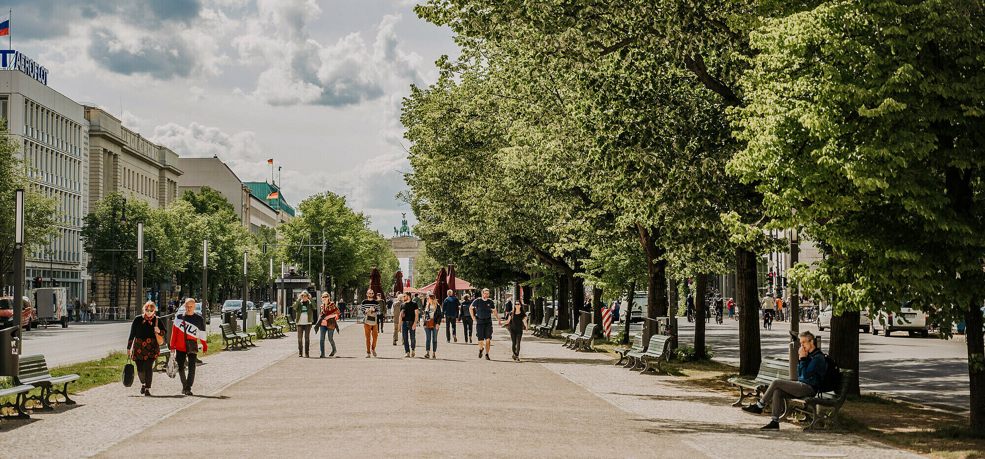 The avenue Unter den Linden between Alexanderplatz and the Brandenburg Gate