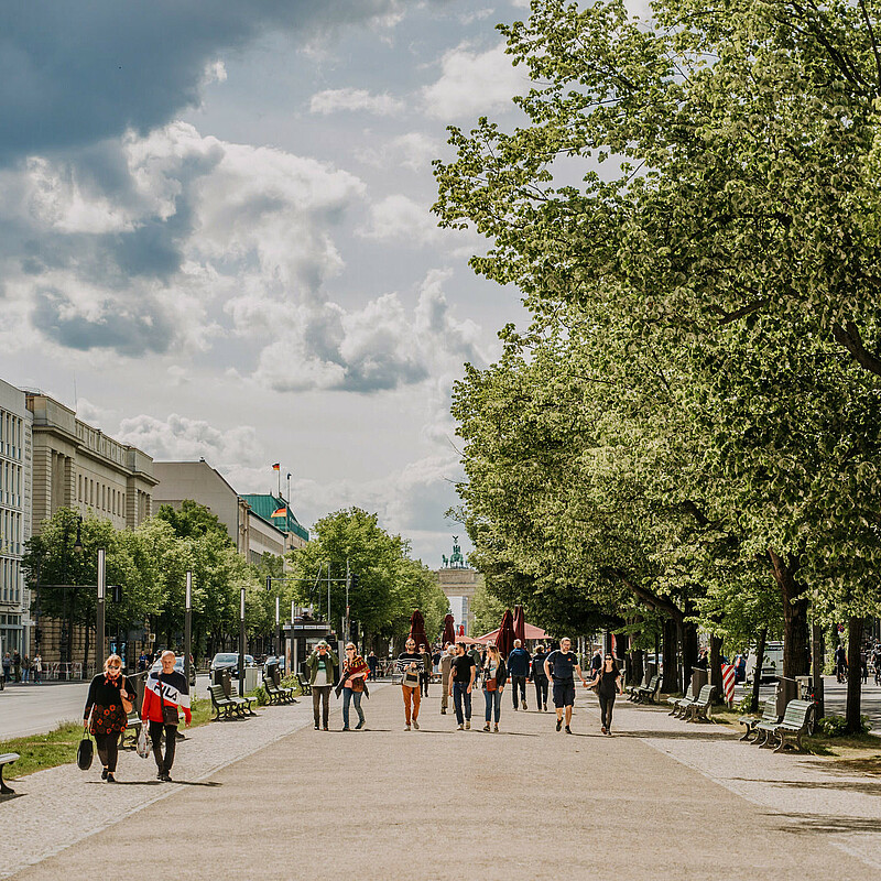 The avenue Unter den Linden between Alexanderplatz and the Brandenburg Gate