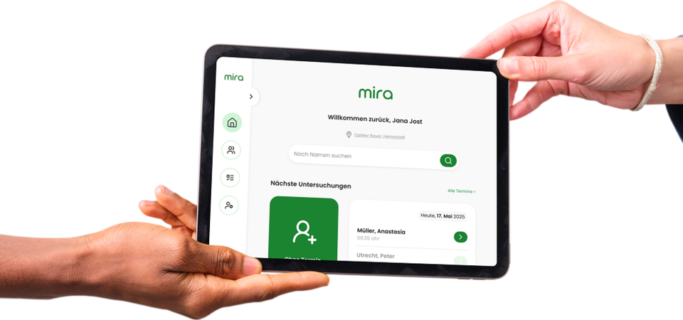 The mira platform transforms optical shops into preliminary screening hubs.