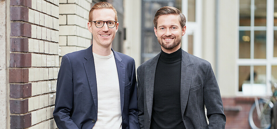 Christopher May and Henrik Gebbing, both co-founder and co-CEOs of Finoa