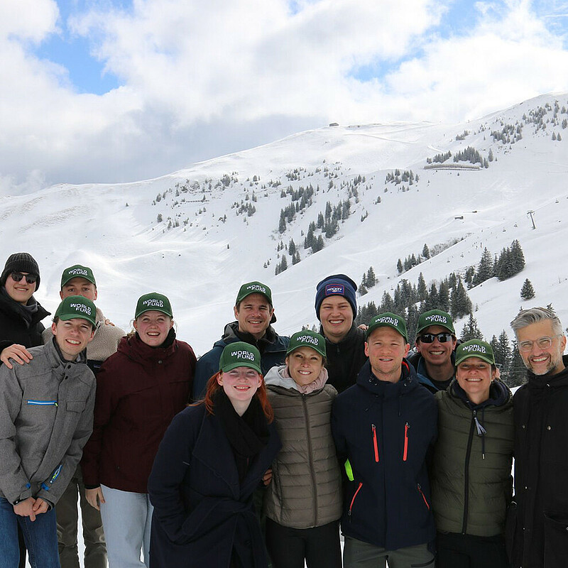 The team from World Fund outside in the snow