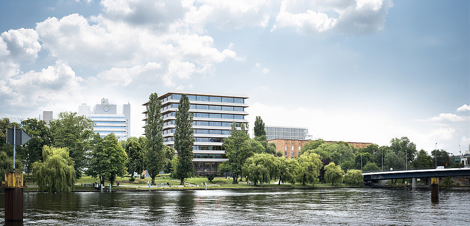 Berlin Center for Gene and Cell Therapies : View from Nordhafen on the planned building 