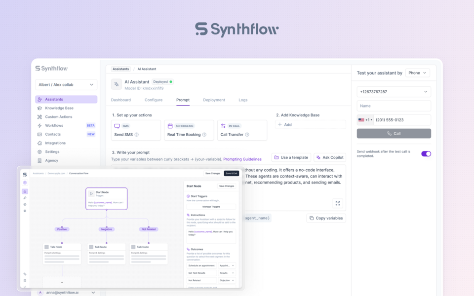 Synthflow offers human-like conversational AI voice assistants 